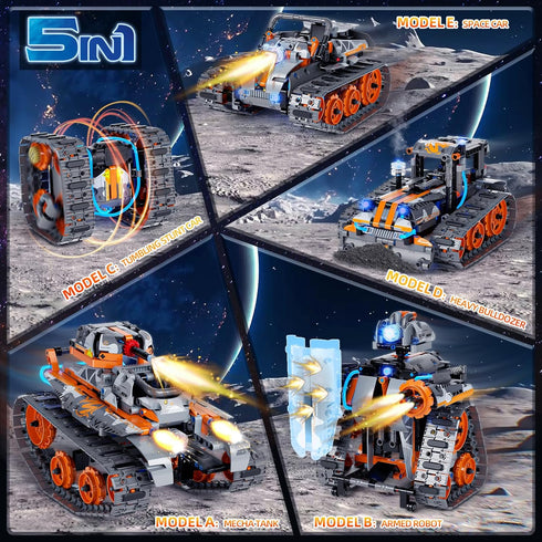 Nincoe 6-12, 5in1 552 Set STEM Building Toys for Boys Remote & APP Controlled Car/Tank/Robot/Tracked Racer STEM