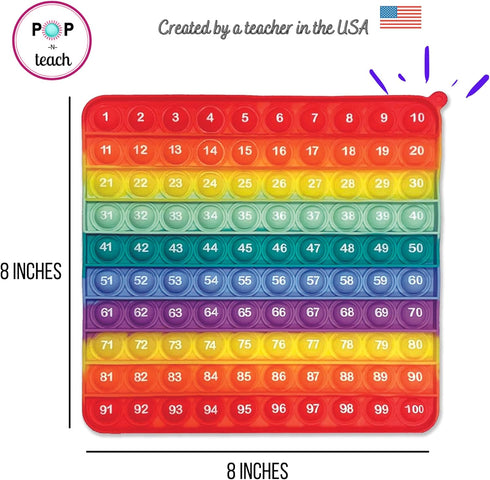 100 Pop It Fidget Toy Rainbow Counting Chart for Kids - Bubble Pop Its - 1st Grade Classroom Must Haves