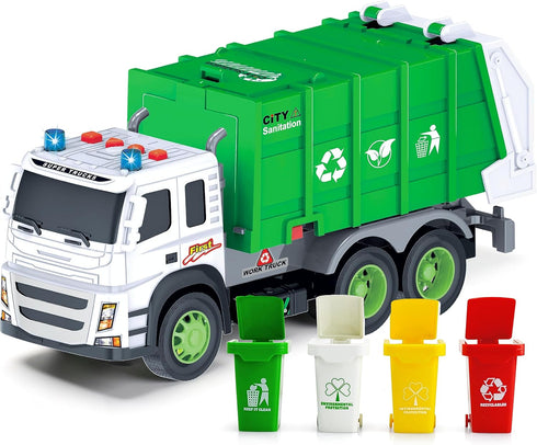 1:12 37 MOBIUS Toys Garbage Truck Large Scale Recycling Truck with Lights, Sounds & Moving Parts Durable BPA-Free Trash