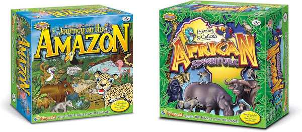 Talicor Bilingual Learning Game Bundle Pack - African Adventure Playzzle and Journey on The Amazon Playzzle