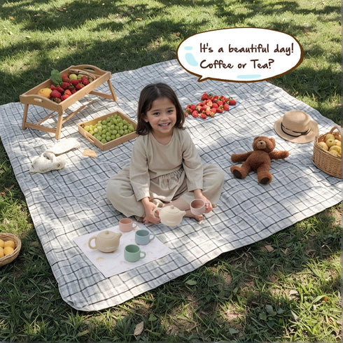 Set 1-3, 12 Ginbear Silicone Play Kitchen Tea with Washable Cloth Napkin for Little Girl Toddlers Non-Toxic Unbreakable
