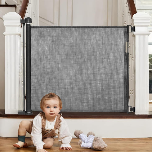 Retractable Baby Gate for Doorways & Stairs - 35" Tall, Extends up to 55" Wide, Child & Pet Friendly, Black
