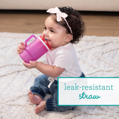 1st 10 Oz. Infantino My Tumbler, Durable Plastic Sippy Cup with Straw & Handle, Spill-Resistant, for On-The-Go