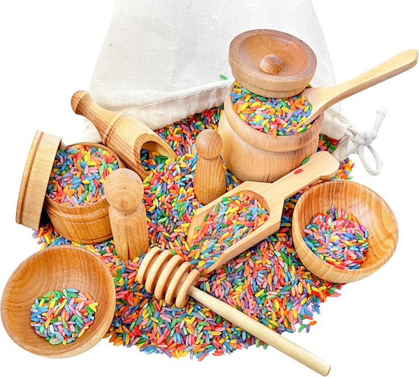10 Piece Wooden Tool Set for Sensory Bins - Wooden Sensory Tool Sets, Perfect for Kids' Play