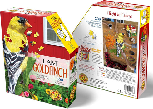 Madd Capp Puzzles - I AM Goldfinch - 300 Pieces - Multi Animal Shaped Jigsaw Puzzle