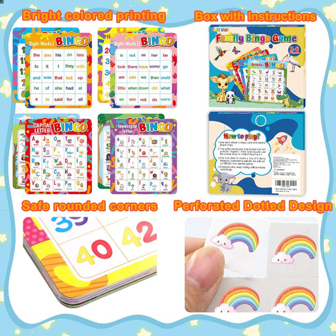 Set Counting Fancy Land Alphabet Bingo Game Kids Sight Word Bingo Number Letter Animal Board Game for Kindergarten