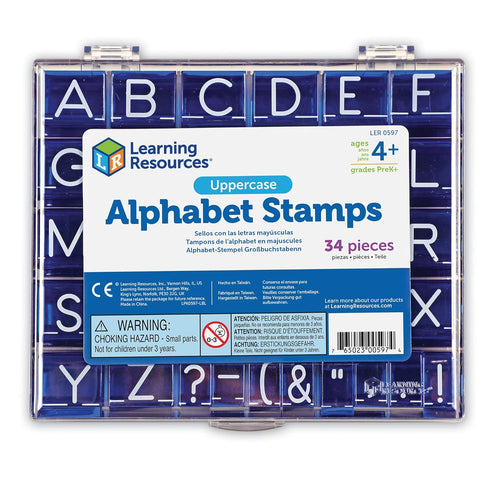 Learning Resources Uppercase Alphabet Stamps Set of 26 Letters and Punctuation, Back to School Supplies for Kids