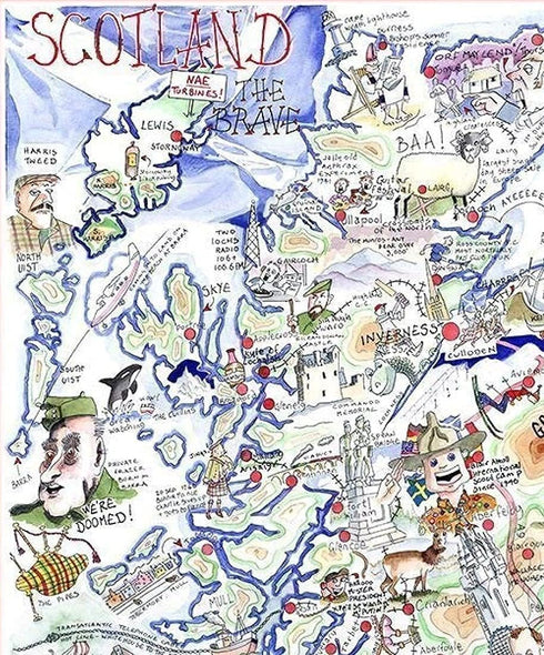 1000 Piece Jigsaw Puzzle - Comical Map of Scotland Artwork by Tim Bulmer - Colorful 66cm X 50cm Funny Jigsaw Puzzles