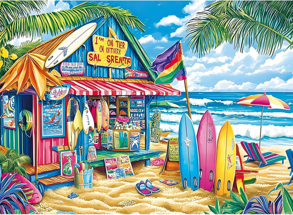 najiaxiaowu 500 Piece Puzzles for Adults,Beach Surf Shack Puzzle,Recycled Cardboard Summer Jigsaw Puzzles