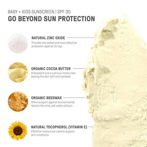 30 3.0 oz Raw Elements Baby & Kids SPF Organic Sunscreen Tin, Non-Nano Zinc Oxide, Reef-Safe, Cruelty-Free, Gluten