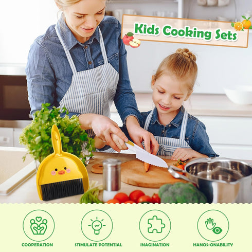 14 PC Safe Knife Kid Toddler Kitchen Set for Real Cooking, Montessori Tool Toy for Ages 2-10