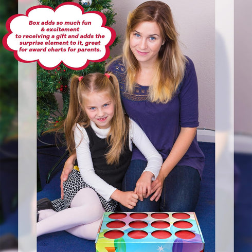 Prize Party Punch Box Game: 10 Paper Board Inserts, 12 Compartment Holes - Award Box for Birthdays & Events