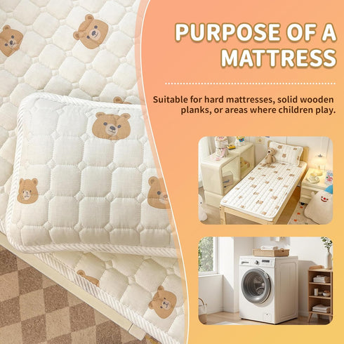 Corzhab 100% Baby Crib Mattress Cover Protector, Toddler Mattress Cotton Mini Baby Mattress Protector Cushion,Toddler