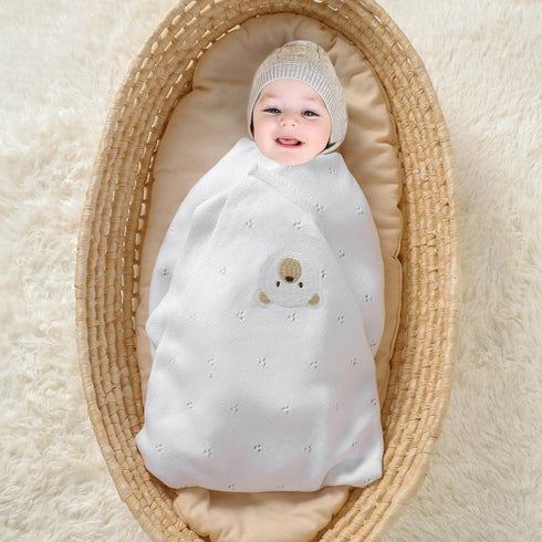 40x30 Inch mimixiong Organic Cotton Baby Blanket Neutral Knitted Soft Crib Nursery Swaddling Receiving Blankets