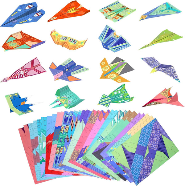 Vodolo Paper Airplane Kits with 16 Classic Designs,32 Sheets Paper Planes Origami