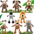 8 Pieces Jungle Animal Plush Toys Set - 11 Inch Lion, Elephant, Zebra, Giraffe, Tiger, Monkey, Rhino, Hippopotamus