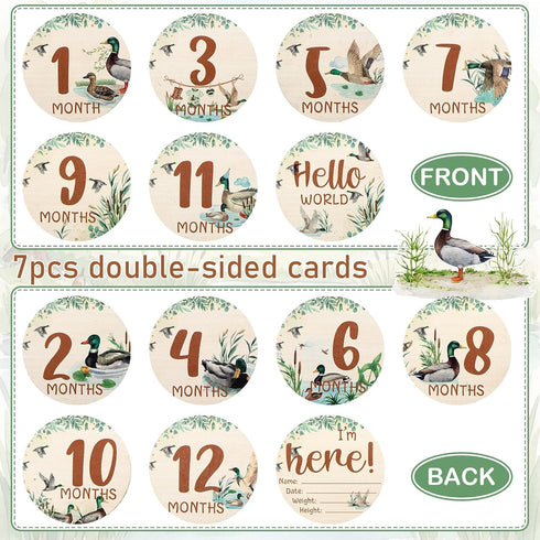 Novabright 7 Pack Mallard Duck Baby Shower Monthly Milestone Cards Signs Baby Announcement Sign Name Hello World