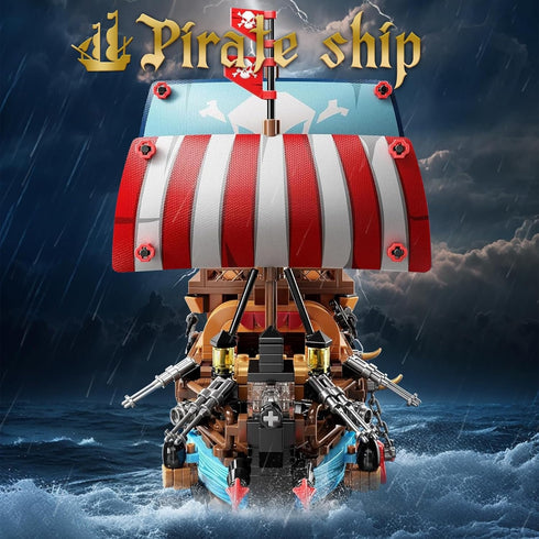 Sets 916 14+ Vziimo Pirate Ship Building with Lights, Creative Model Ship Boat Pirate Themed Toys Building Kits