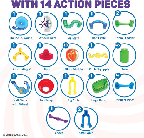 Marble Genius Marble Run - 85 Complete Pieces Maze Track for Adults, Teens, Toddlers & Kids Aged 4-12 Years