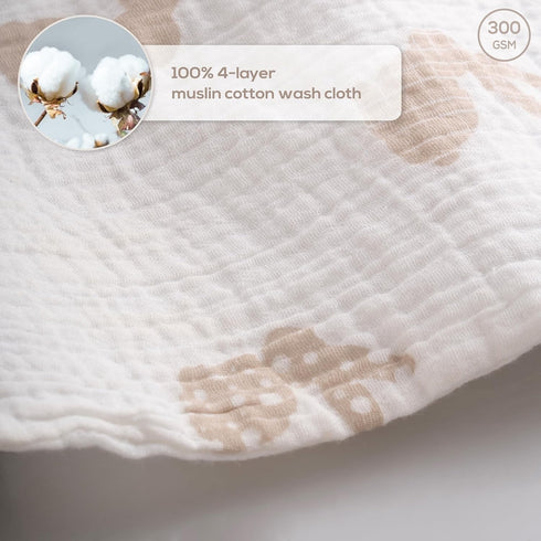 Pack 8, 11"x11", Muslin Baby Washcloths for Newborns, of Super Soft Cotton, Absorbent and Gentle, Baby Cotton Wipes