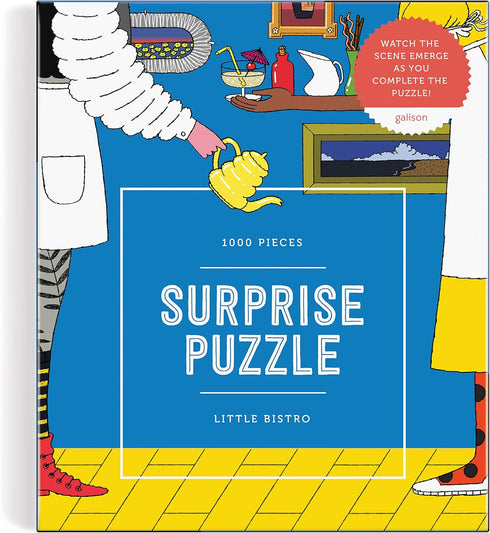 Galison 1000 Piece Surprise Puzzle - Little Bistro, Bright Bold Artwork Revealed for Adults and Families