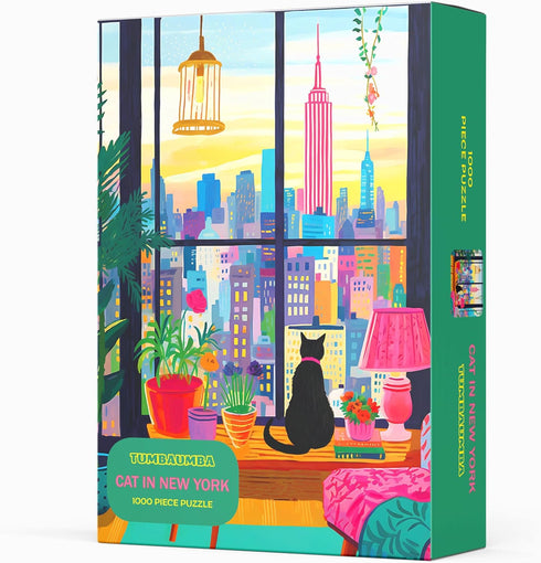 1000 1000 Puzzle for Adults Pieces, Cat in New York, Colorful Challenging Jigsaw Puzzle, Mate Finish, Poster Included