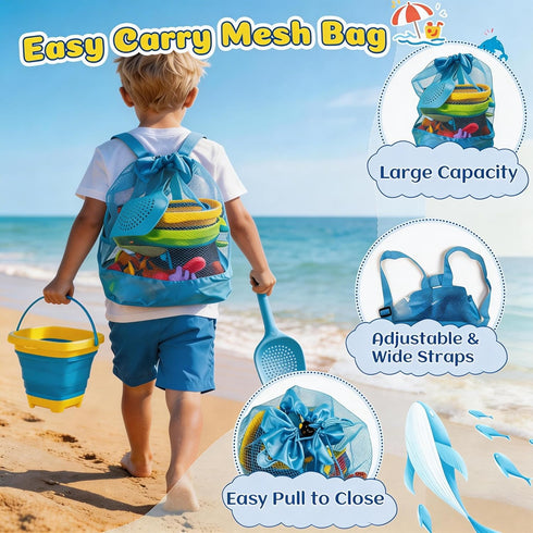 37 3-in-1 2 2 3-10 UBeesize PCS Beach Toys , Construction & Treasure Hunt Sand Toys with Collapsible Buckets, Trucks
