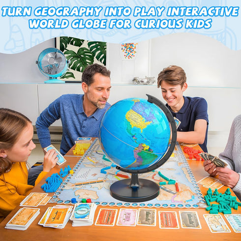 Voxelure 13" Globe for Children & Adults, Interactive World Globe for Kids with Stable Heavy Metal Base, HD Waterproof