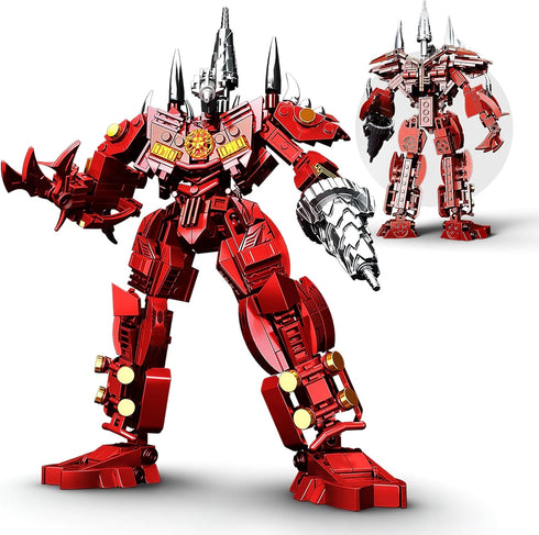 HIGH GODO Red Drill Mech Robot Building Blocks Set, Toilet Upgraded TV