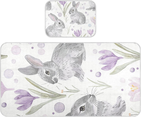 SyXIOP Puple Lily Calla Cute Bunnies Cooling Baby Waterproof Crib Mattress Cover 28"