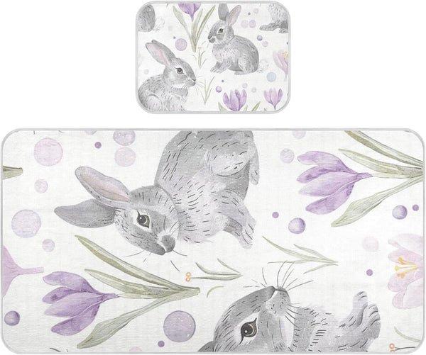 SyXIOP Puple Lily Calla Cute Bunnies Cooling Baby Waterproof Crib Mattress Cover 28"