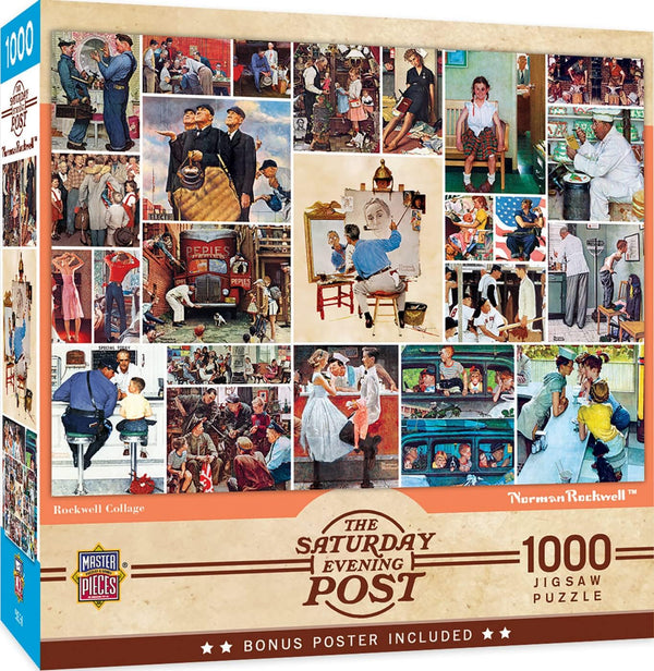 Masterpieces 1000 Piece Jigsaw Puzzle - Rockwell Collage, 19.25"x26.75" for Adults, Family, Youth