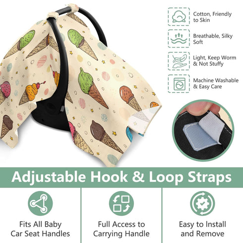 Mazeann Summer Retro Ice Cream S Car Seat Cover Baby Breathable Soft Infant Carseat Covers Canopies Babies Carrier