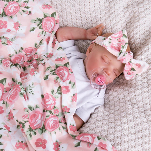Set 3-Piece 17-20 inch Aori Reborn Baby Doll Accessories Clothes Newborn Receiving Blanket with Headband and Hat Baby