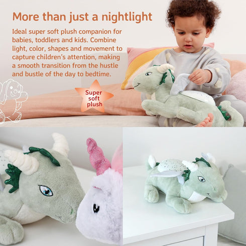 Cloud B Twilight Buddies Dragon Plush Night Light | Star & Constellation Projector | 3 Colours | Auto Shut-Off | from