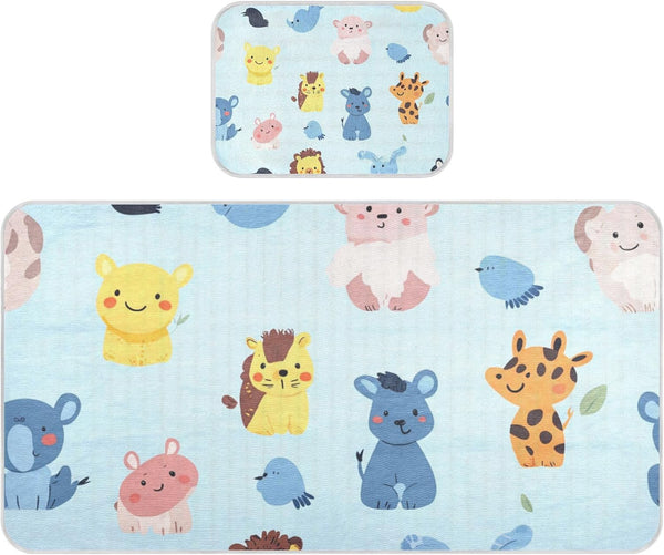 WDdZzyy Cartoon Animal Light Blue Cooling Baby Bed Mattress 28" x 52" Washable