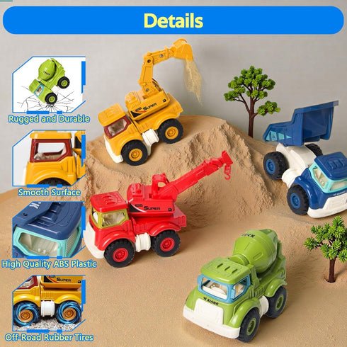 ZROPAW 2 3 4 5 Construction Toys for Toddlers Years Old, Sandbox Excavator Toy with Construction Truck Vehicles Dump