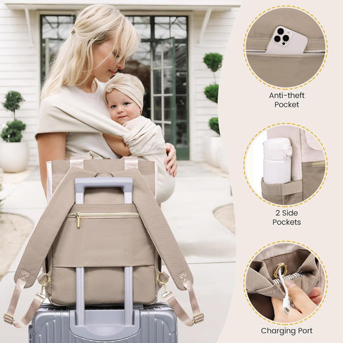 Backpack,Diaper Case,15.6 Inch Backpack LOVEVOOK Diaper Bag Bag Tote with Insulated Pockets,Baby Bag for Girl Boy