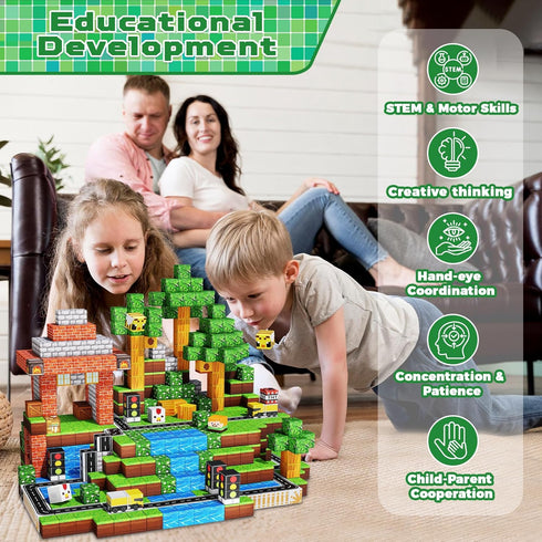 150PCS 3+ Annexfun Magnetic Blocks - Magnetic Building Blocks Road Forest Magnetic Cubes - STEM Toys for Montessori