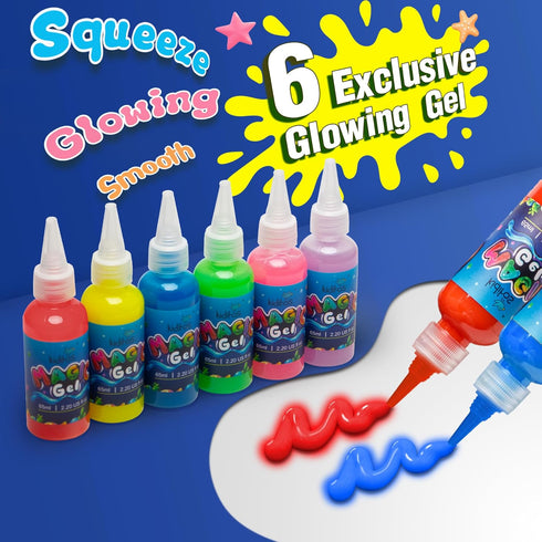 Kiditos Glow in The Dark Magic Water Elf Toy Kit, Aqua Fairy Water Gel Kit with 6 Colors and Molds