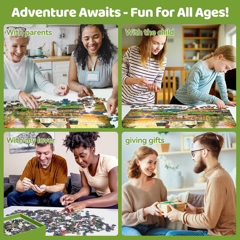 HQXXJW 300 20.5x15 Piece Puzzle for Adults, Large Piece Elderly Jigsaw Puzzle, Lakeside Villa with Cat and Garden