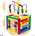 Play22 6 in-1 Counting Counting 8Pcs Wooden Activity Cube for Baby - Baby Activity Play Cube with Bead Maze, Shape