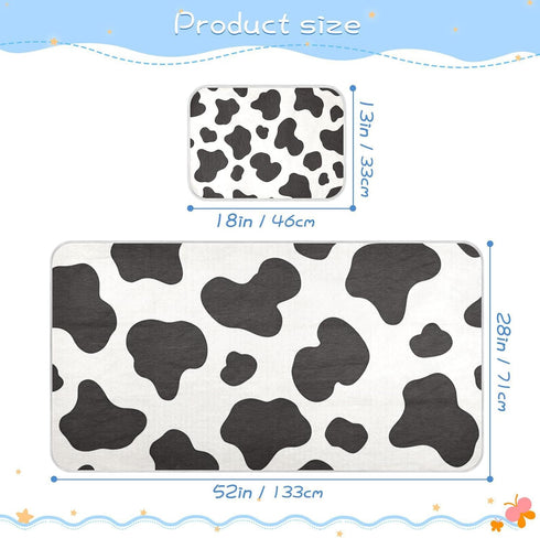 EtherSpher 28" 52" Cow Print Black White Cooling Baby Mattress pad Protector x Washable Crib Padding for Sides