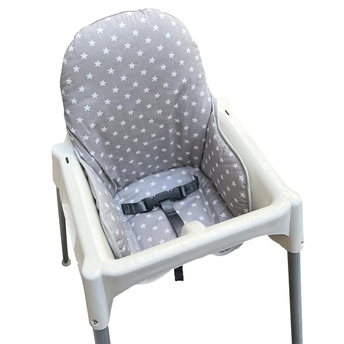 Cotton Seat Covers for IKEA Antilop Highchair, Foldable Baby Highchair Cover with Forest Pattern (Grey Star)