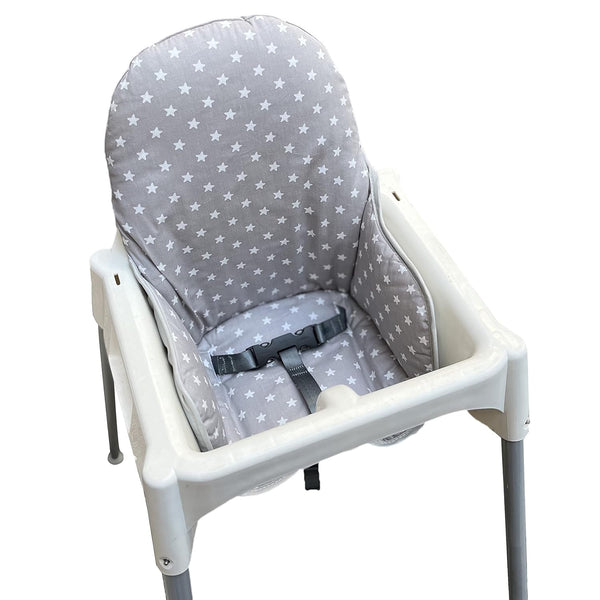 Cotton Seat Covers for IKEA Antilop Highchair, Foldable Baby Highchair Cover with Forest Pattern (Grey Star)