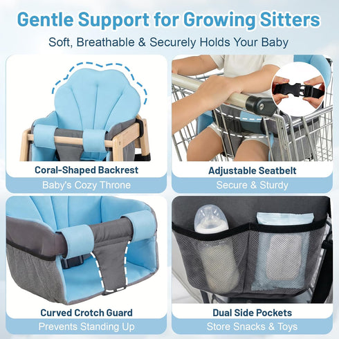 Charlie & Mollie Portable Shopping Cart Cover for Baby with Easy Install, Breathable & Supportive High Chair Cover