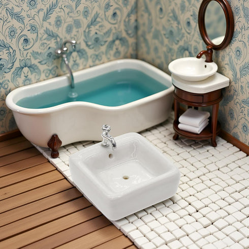 Wentoenapp 1:12 Dollhouse Wash Basin Wide Application Exquisite Scale Doll House Furniture Sink for Entertainment
