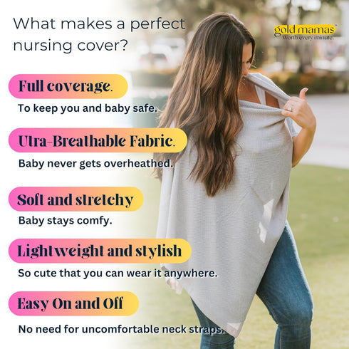 Breathable Nursing Cover Up for Breastfeeding - Privacy Nursing Covers - Improved Ponchy by Gold Mamas - Newborn