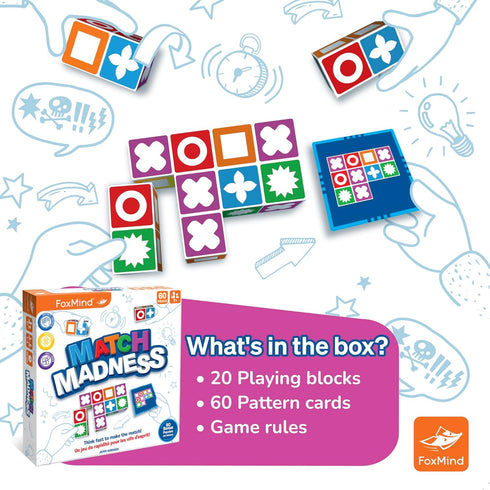FoxMind Match Madness Board Game - Visual Recognition Matching Game for Family, Develop Kids' Problem Solving Skills