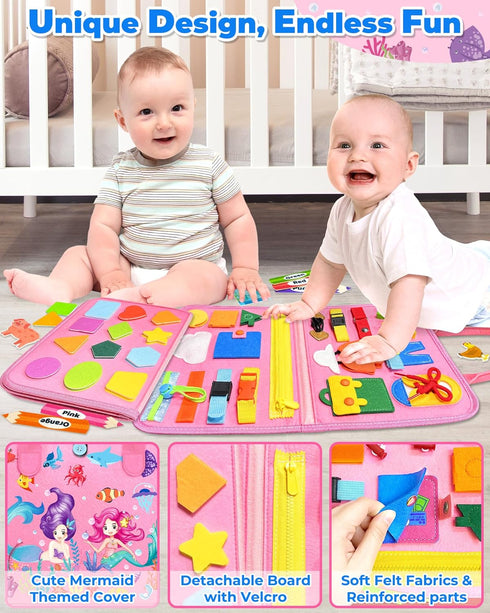 Gojmzo Busy Board Montessori Toys for Toddler Girl Birthday Gifts, Busy Book Sensory Toys for Toddlers, Learning